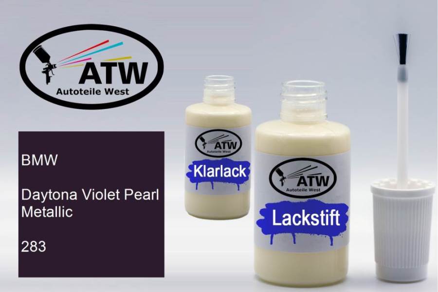 BMW, Daytona Violet Pearl Metallic, 283: 20ml Lackstift + 20ml Klarlack - Set, von ATW Autoteile West.